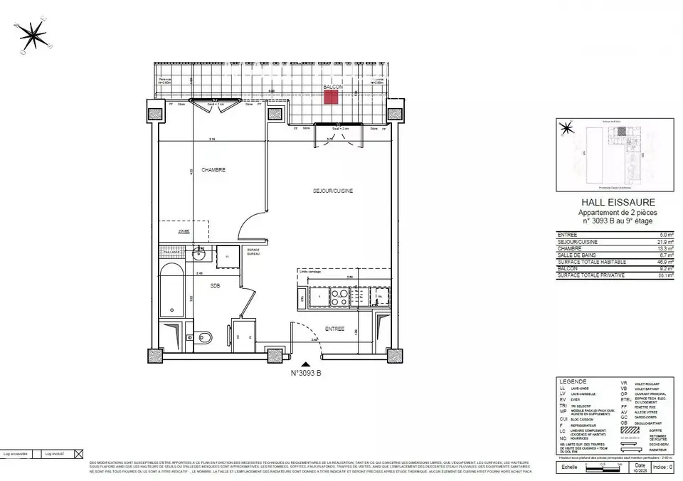 PARIS 13ème - appartement 2 pièces neuf haut de gamme, avec balcon et vue Seine